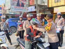 Bagikan Brosur dan Helm, Polres Bengkalis Laksanakan Ops Keselamatan LK 2025