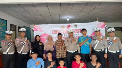 Satlantas Polres Bintan salurkan sembako dipanti asuhan Ar Rahman menjelang hari bhayangkara, Kecamatan Bintan Utara, Jumat 14 Juni 2025.