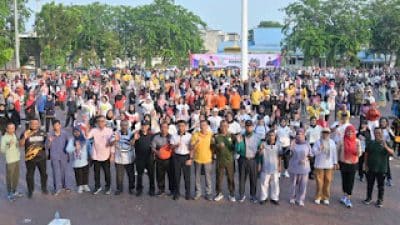 Peringati Hari Jadi Bengkalis, Bupati Ikut Senam Bersama